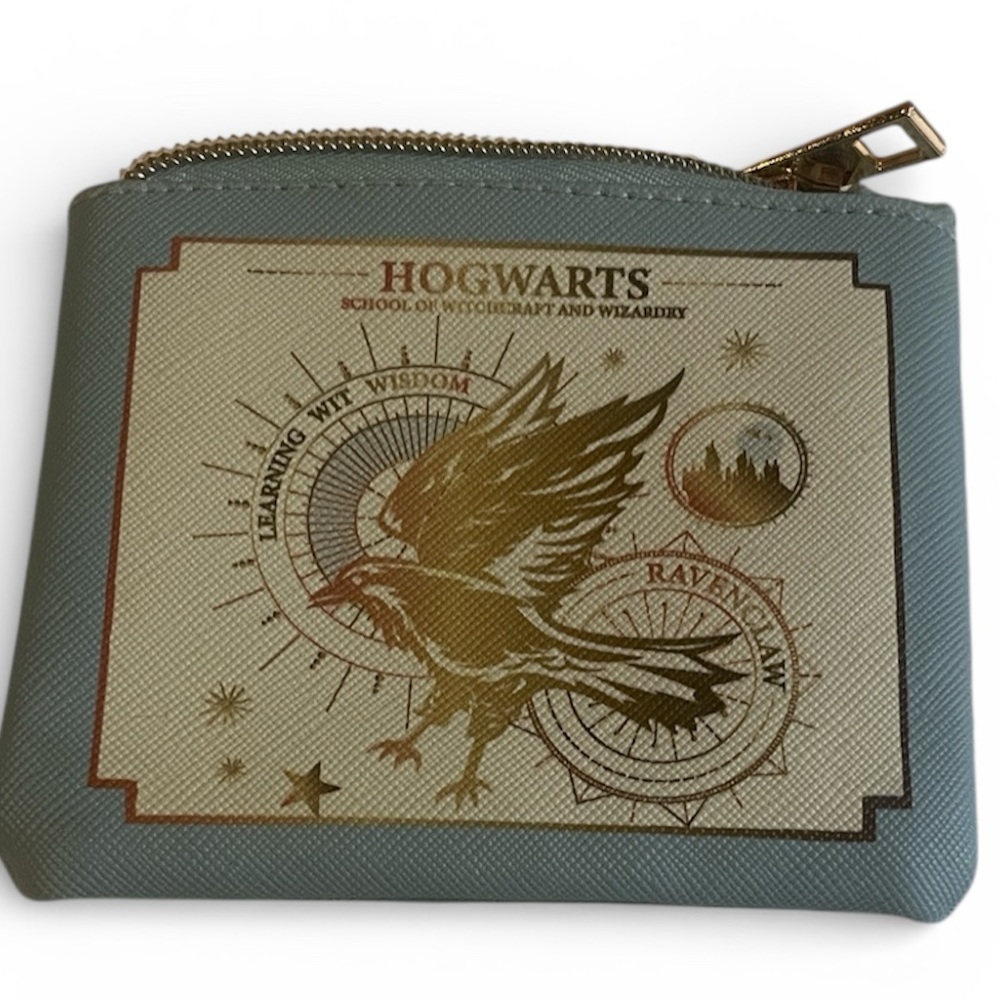 Harry Potter Hogwarts Blue Coin Purse Wallet Money Holder Ravenclaw Witchcraft